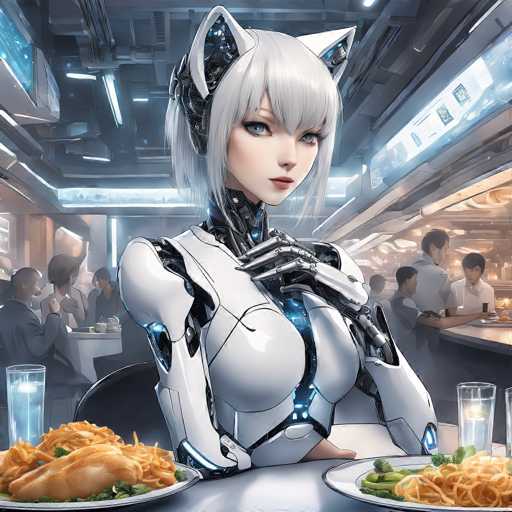 A white girl with blue eyes is sitting at a table with plates of food and glasses of water.