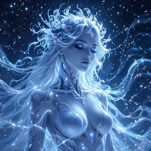 Luminous holographic woman