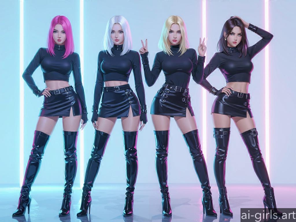 A group of four girls in various styles