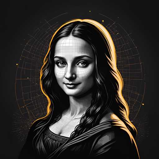 The image is a black and white portrait of a woman with long hair styled in loose waves. The woman's face is the main focus, and she has a serious expression on her face as she looks directly at the camera.