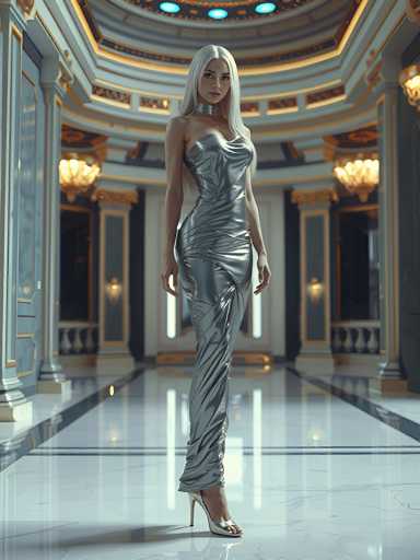Woman in metallic gown