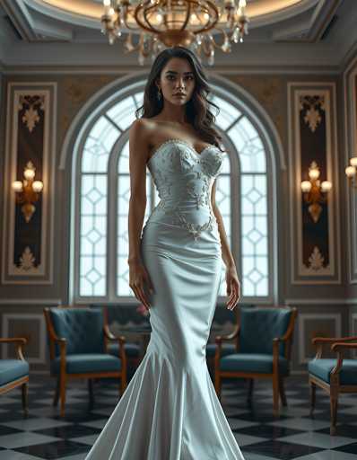 Girl in fishtail wedding dress