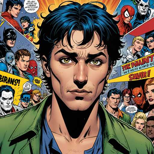 The image is a vibrant comic book cover featuring a man with blue hair and a green jacket as the central figure. The background of the cover is filled with various characters from different comic books, including Spiderman, Batman, and Superman. The text on the cover includes "The Dude", "The Dude's Not There", "The Dude's Not Here", "The Dude's Not Real", "The Dude's Not Fake", "The Dude's Not Fake", "The Dude's Not Fake", "The Dude's Not Fake", "The Dude's Not Fake", and "The Dude's Not Fake".