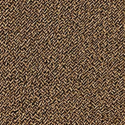 A close-up, high-resolution photograph of a woven, textured surface. The material appears to be made of thin, interwoven strands, possibly natural fibers like jute or hemp, creating a dense, slightly rough texture. The color is a warm, earthy brown with subtle variations in tone, suggesting natural light and depth within the weave. The pattern is a repeating, intricate design of interwoven lines that create a grid-like structure with small, raised knots or loops. The overall impression is one of tactile texture and a rustic aesthetic.