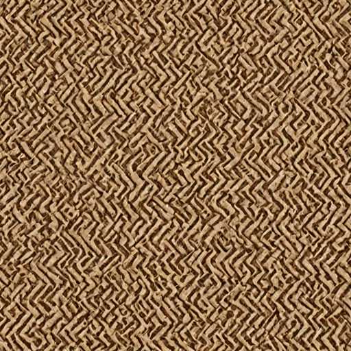 The image shows an abstract pattern composed of diagonal lines and zigzag shapes in various shades of brown. The pattern is not symmetrical but rather has a chaotic yet intriguing appearance.