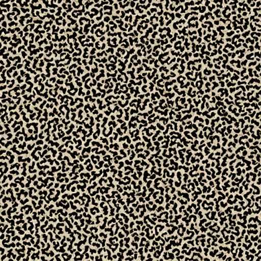 A close-up, high-resolution image of a leopard print fabric pattern. The pattern consists of irregular spots in black and beige on a light beige background, creating a visually textured and dynamic design. The image is evenly lit, highlighting the intricate details of the pattern's spots and their distribution across the fabric. The overall impression is one of a luxurious, animalistic texture often associated with high-end fashion and home decor.
