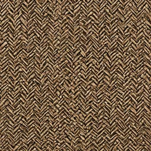 The image shows a close-up view of a woven fabric with a herringbone pattern composed of small squares or rectangles arranged in a zigzag formation. The color palette is predominantly brown and beige tones, creating a warm and earthy atmosphere.