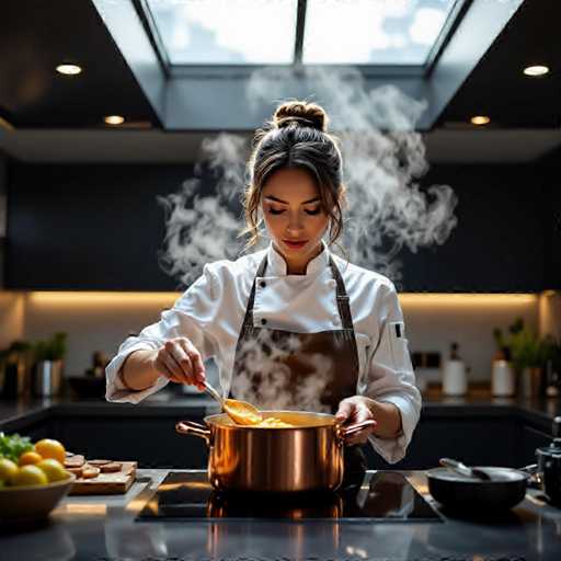Woman chef cook at work